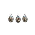 Pingente Oval São Jorge C/ Resina 1,6x2,5cm Níquel - 1 Und