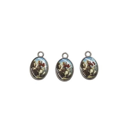 Pingente Oval São Jorge C/ Resina 1,6x2,5cm Níquel - 1 Und