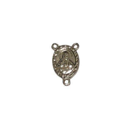 Entremeio Oval Coração Jesus 23mm Níquel - 1 Und
