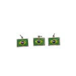 Pingente Bandeira Brasil 13mm C/ Resina Níquel - 1 Und