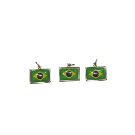 Pingente Bandeira Brasil 13mm C/ Resina Níquel - 1 Und