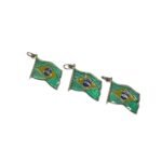 Pingente Bandeira Brasil 26mm C/ Resina Níquel - 1 Und