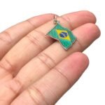 Pingente Bandeira Brasil 26mm C/ Resina Níquel - 1 Und - Imagem 4