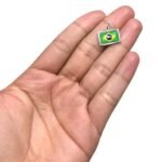 Pingente Bandeira Brasil 13mm C/ Resina Níquel - 1 Und - Imagem 2