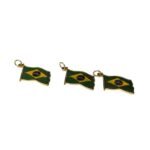 Pingente Bandeira Brasil 26mm C/ Resina Dourado - 1 Und - Imagem 3