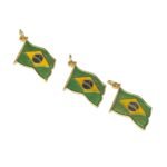 Pingente Bandeira Brasil 26mm C/ Resina Dourado - 1 Und