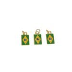 Pingente Bandeira Brasil 14mm C/ Resina Dourado - 1 Und