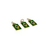 Pingente Bandeira Brasil 14mm C/ Resina Dourado - 1 Und - Imagem 3