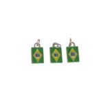 Pingente Bandeira Brasil 14mm C/ Resina  Níquel – 1 Und