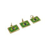 Pingente Bandeira Brasil 13mm C/ Resina Dourado - 1 Und - Imagem 4