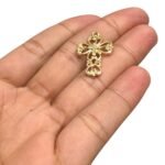 Pingente Cruz Vazada 27mm Dourado  – 1 Und - Imagem 3