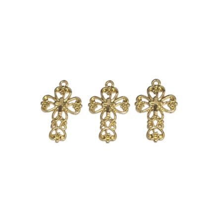 Pingente Cruz Vazada 27mm Dourado  – 1 Und