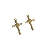 Pingente Cruz 25mm Trabalhado Dourado - 1 Und
