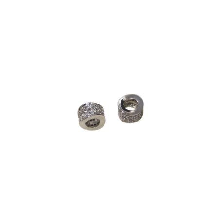 Entremeio P/ Pulseira Pandora Redondo C/Strass 9mm Níquel – 1 Und
