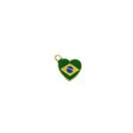 Pingente Coração Bandeira Brasil 18mm Dourado – 1 Und