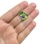 Pingente Mapa Brasil C/ Resina 25mm Dourado - 1 Und - Imagem 2