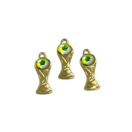 Pingente Taça Brasil C/ Resina 25mm Dourado – 1 Und