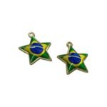 Pingente Estrela Brasil C/ Resina 24mm Dourado - 1 Und - Imagem 5