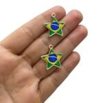 Pingente Estrela Brasil C/ Resina 24mm Dourado - 1 Und - Imagem 2