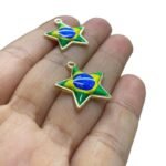Pingente Estrela Brasil C/ Resina 24mm Dourado - 1 Und - Imagem 3