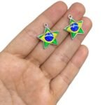 Pingente Estrela Brasil C/ Resina 24mm Níquel - 1 Und - Imagem 2