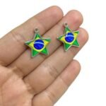 Pingente Estrela Brasil C/ Resina 24mm Níquel - 1 Und - Imagem 3