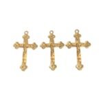 Pingente Cruz 43mm Trabalhado Dourado - 1 Und