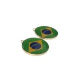 Pingente Bandeira Brasil Redondo 24mm C/ Resina Dourado Exclusivo – 1 Und - Imagem 3