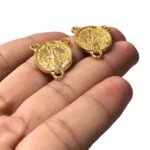 Pingente Oval N. Sra Das Graças 3 Saídas 24mm Dourado - 1 Und - Imagem 3