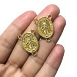 Pingente Oval N. Sra Das Graças 3 Saídas 24mm Dourado - 1 Und - Imagem 4