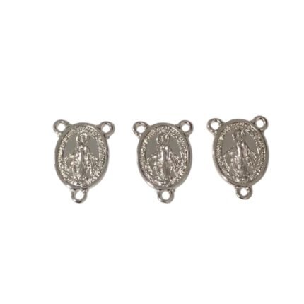 Pingente Oval N. Sra Das Graças 3 Saídas 24mm Níquel  – 1 Und