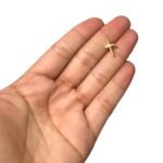 Pingente Cruz Lisa 14mm Dourado Exclusivo - 1 Und - Imagem 2