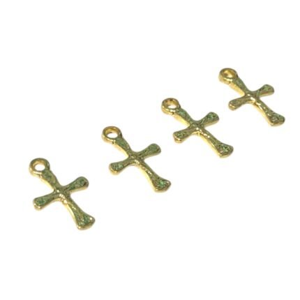 Pingente Cruz Trabalhado 15mm Dourado Exclusivo - 1 Und