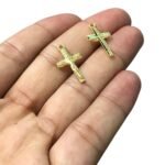 Pingente Cruz Trabalhado 21mm Dourado Exclusivo - 1 Und - Imagem 2