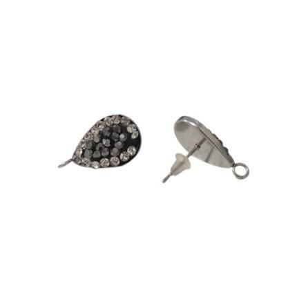 Base Brinco Gota C/ Strass 11x19mm Níquel - 1 Par