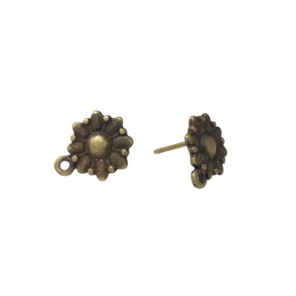 Base Brinco Flor 12mm Ouro Velho - 4 Pares
