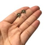 Base Brinco Flor 12mm Ouro Velho - 4 Pares - Imagem 3