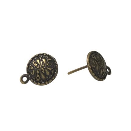 Base Brinco Redondo Trabalhado 10mm Ouro Velho - 3 Pares