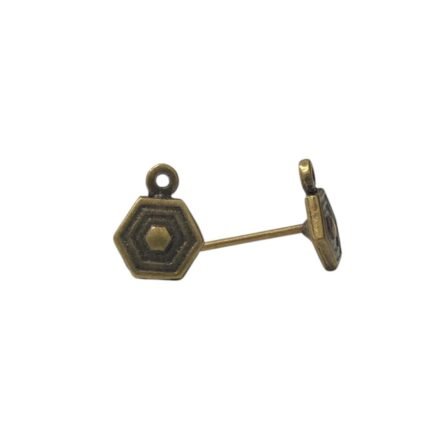 Base Brinco Sextavado 10mm Ouro Velho - 4 Pares
