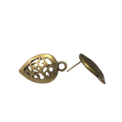 Base Brinco Gota Trabalhado 21mm Ouro Velho - 1 Par