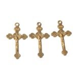 Pingente Cruz 43mm Trabalhado Dourado - 1 Und