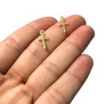 Pingente Cruz Lisa 14mm Dourado Exclusivo - 1 Und - Imagem 4