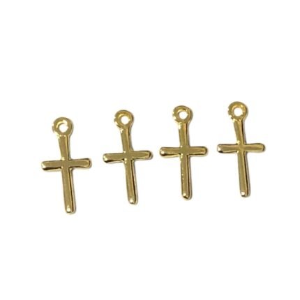 Pingente Cruz Lisa 14mm Dourado Exclusivo - 1 Und
