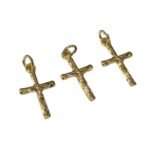 Pingente Cruz C/Argola Trabalhado 18mm Dourado Exclusivo - 1 Und - Imagem 3