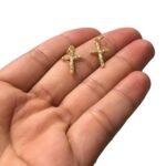 Pingente Cruz C/Argola Trabalhado 18mm Dourado Exclusivo - 1 Und - Imagem 4