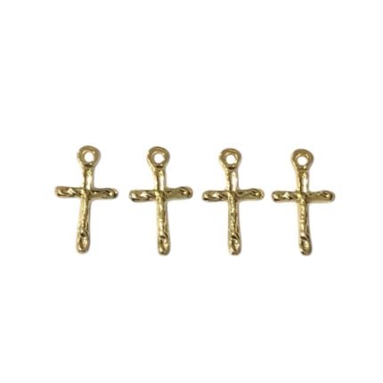 Pingente Cruz Trabalhado 12mm Dourado Exclusivo - 1 Und