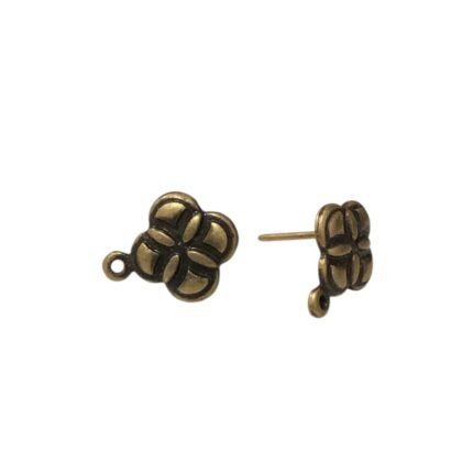 Base Brinco Flor 13mm Ouro Velho - 3 Pares