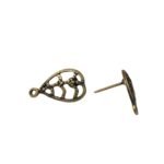 Base Brinco Gota Trabalhado 15mm Ouro Velho - 3 Pares