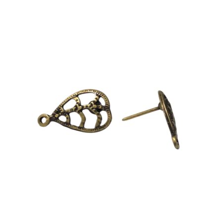 Base Brinco Gota Trabalhado 15mm Ouro Velho - 3 Pares