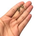 Base Brinco Gota Trabalhado 15mm Ouro Velho - 3 Pares - Imagem 2